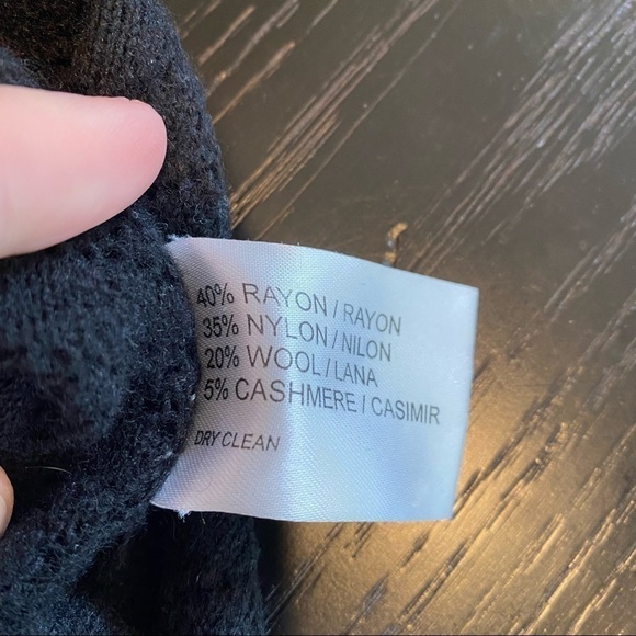 OSCAR DE LA RENTA Black Wool Cashmere Blend Long Open Cardigan Sweater Small S - Picture 5 of 8